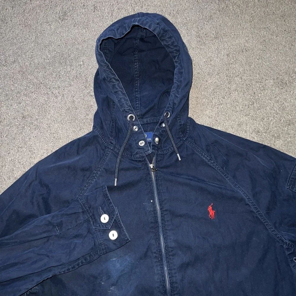 Polo Ralph Lauren Hooded Windbreaker Jacket Full Zip Pony Talon Fatigue Men M